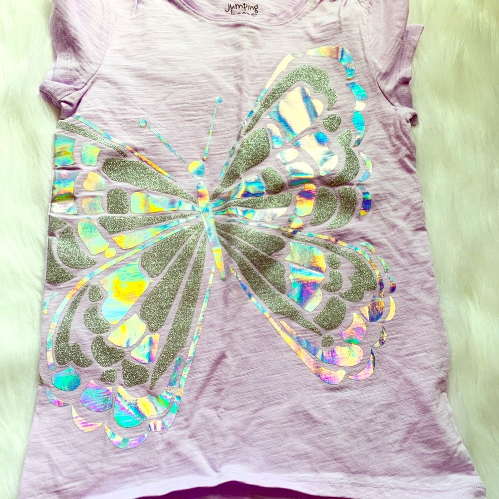 Girls purple glittery butterfly shirt size 7